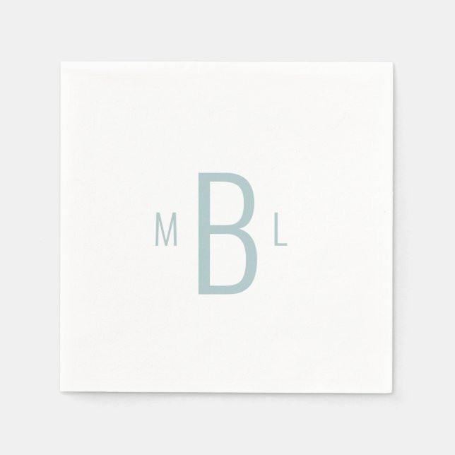 Modern Simple Font Airy Blue Monogram Wedding Napk Napkin (Front)