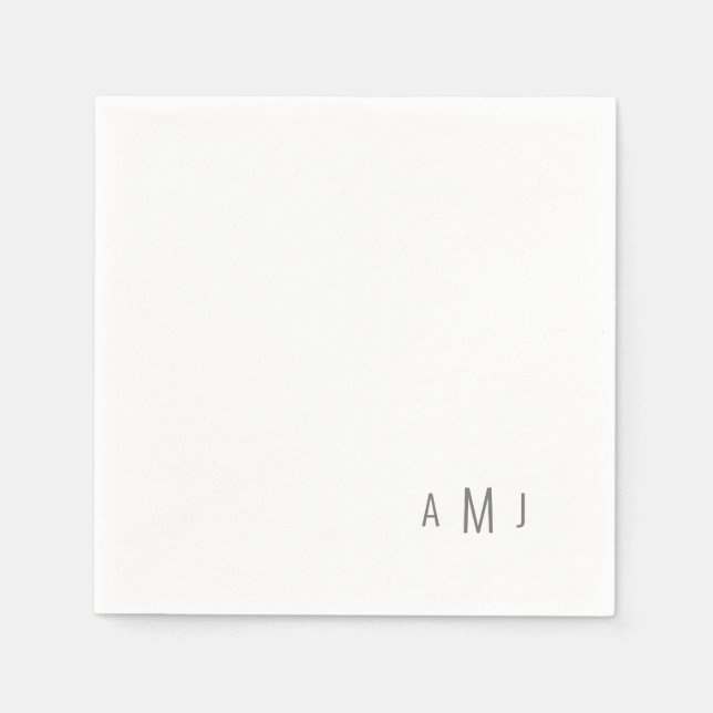  Modern Simple Font Couple Grey Monogram Napkins (Front)
