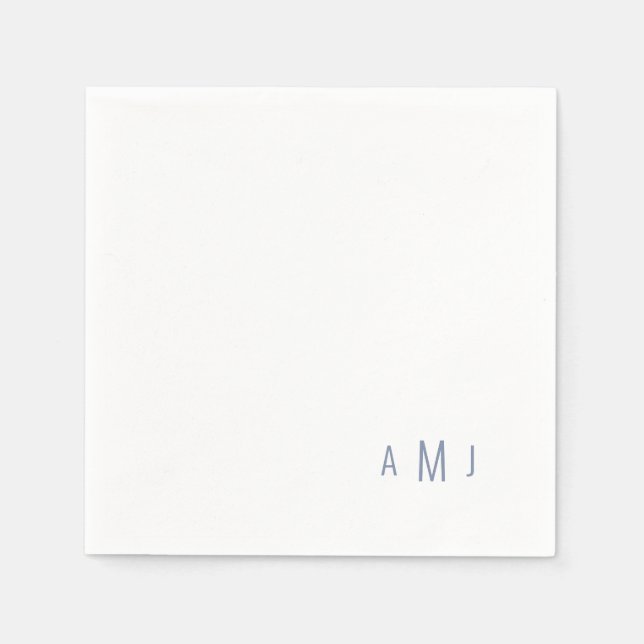  Modern Simple Font Dusty Blue Monogram Napkin (Front)