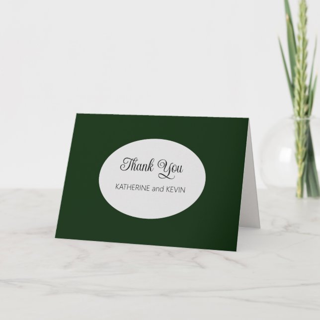 Modern Simple Forest Green Thank You Card (Front)