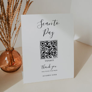 Modern Simple Formal Calligraphy QR Scan to Pay Pedestal Sign
