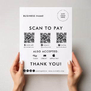 Modern Simple Formal Elegant QR Scan to Pay Sign