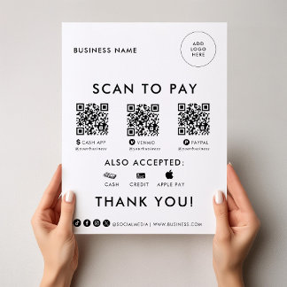 Modern Simple Formal Elegant QR Scan to Pay Sign