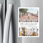 Modern Simple Four Photo Wedding Save the Date Magnetic Invitation<br><div class="desc">Announce the joyful news of your engagement and upcoming wedding with unique custom photo save the date magnets. The 4 pictures and all wording on this template are simple to personalize, including white text overlay which can be changed to "Save Our Date." The magnetic back makes them easy for friends...</div>