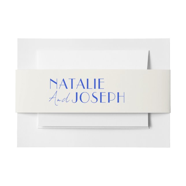 Modern Simple French Unique Whimsical Wedding Invitation Belly Band (Front Example)