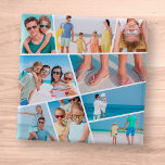 Modern Simple Fun Custom 9 Images Collage Photos 2 Inch Square Button<br><div class="desc">Add nine (9) custom photos of your family and friends and the year. Add your photos and if needed,  unmask the group of photo and frame,  adjust the image against the frame,  then click mask.</div>