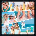 Modern Simple Fun Custom 9 Images Collage Photos Photo Print<br><div class="desc">Add nine (9) custom photos of your family and friends and the year. Add your photos and if needed,  unmask the group of photo and frame,  adjust the image against the frame,  then click mask.</div>