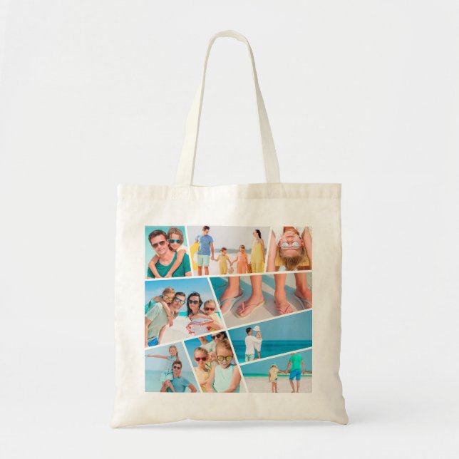  Modern Simple Fun Custom 9 Images Collage Photos Tote Bag (Front)
