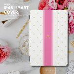 Modern Simple Girly Stars Pink and Gold Initial iPad Mini Cover<br><div class="desc">A modern,  girly cover decorated in gold tone stars and a fashionable pink stripe.  Make it yours and personalise it with your name which is in a brass/gold tone colour.</div>