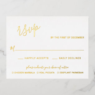 Modern Simple Gold Foil Elegant Wedding RSVP Card