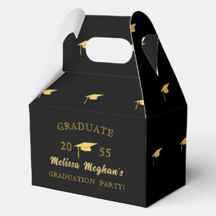 Modern Simple Gold Graduation Cap Grad Party  Favor Box