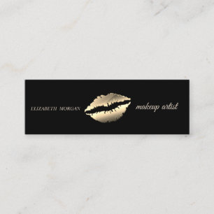 Modern Simple Gold Lips,Makeup Artist Mini Business Card
