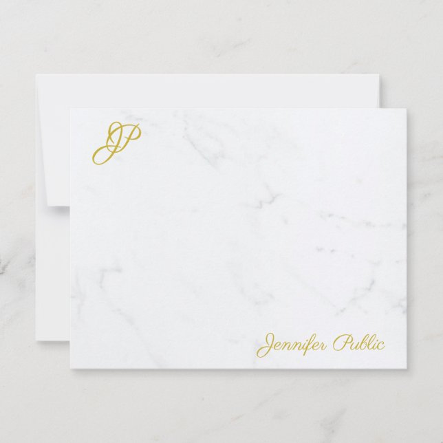 Modern Simple Gold Script Elegant Monogram For Her Card (Front)
