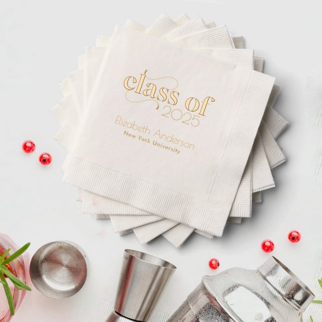 Modern Simple Gold Script Graduate Party Foil Napkins (Creator Uploaded)