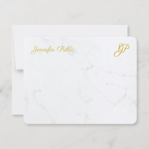 Modern Simple Gold Script Personalized Stationery Card
