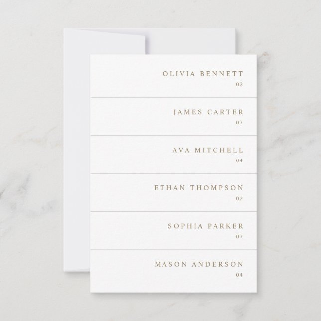 Modern Simple Gold Wedding Name Place Cards (Front)
