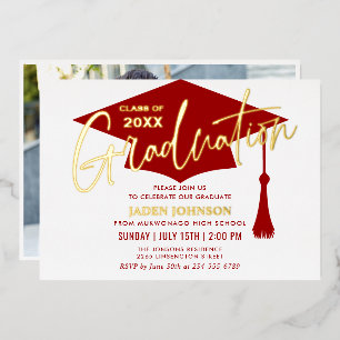 Modern Simple Golden Red Graduation Party