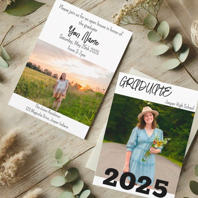 Modern Simple Graduate Custom Photo Name  Invitation (Creator Uploaded)