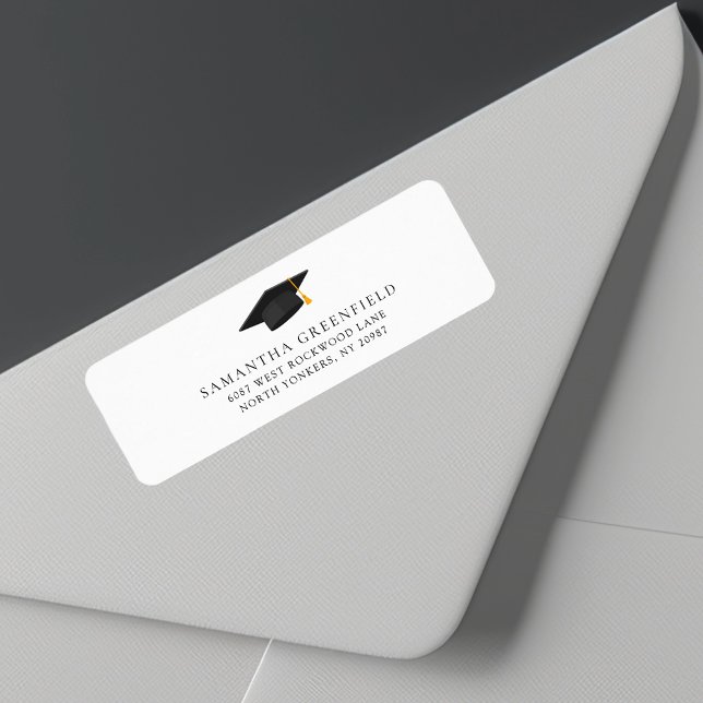 Modern Simple Graduation 2025 Adresse de retour (Modern Graduation Cap 2025 Return Address Label)