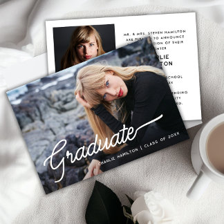 Modern Simple Graduation 2 Photo Announcement