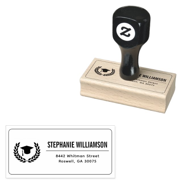 Modern Simple Graduation Graduate Return Address Rubber Stamp (Stamped)