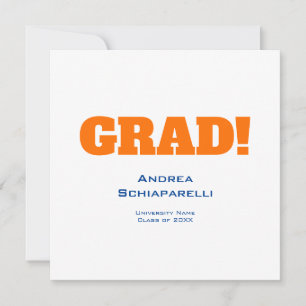 Modern Simple Graduation Orange and Blue Square Invitation
