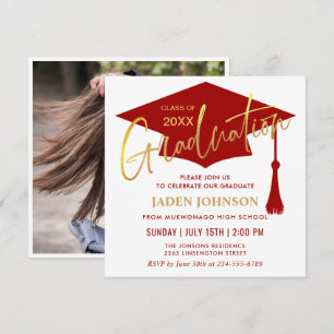 Modern Simple Graduation Party Photo Invitation