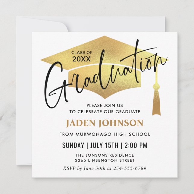 Modern Simple Graduation Party QR code Invitation (Front)