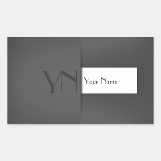 Modern Simple Gray Anthracite Monogram Name Sticker (Front)