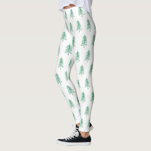 Modern Simple Green Christmas Tree Pattern Leggings