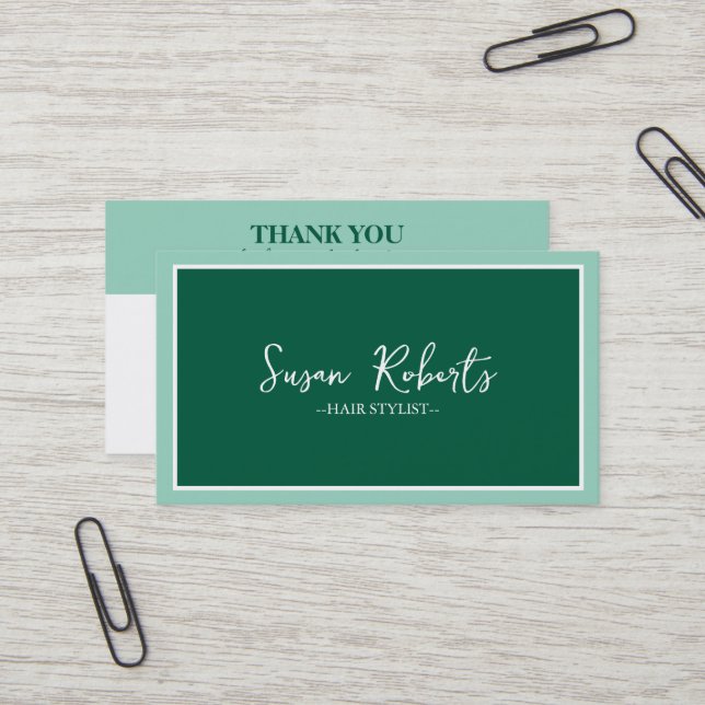 Modern Simple Green Elegant  Minimalist Loyalty  Business Card (Front/Back In Situ)