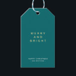 Modern Simple Green & Gold Christmas Gift Tags<br><div class="desc">Minimalist simple green & gold Christmas gift tag or bottle tag featuring customisable modern typography. Customise with festive phrase,  short greeting and sender's name.</div>