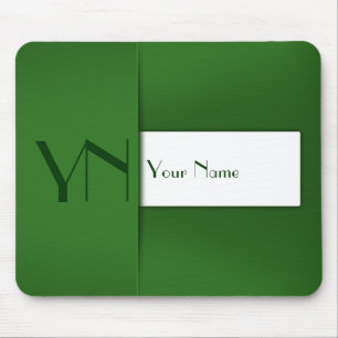 Modern Simple Green Monogram Name - Mousepad