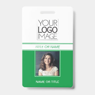 Modern Simple Green Photo Professional Name Tag Badge