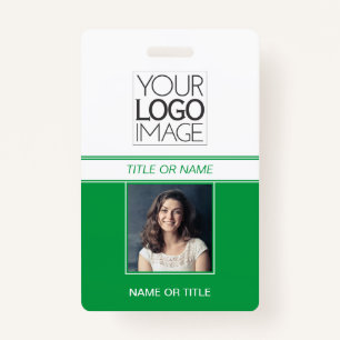 Modern Simple Green Photo Professional Name Tag Badge