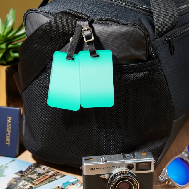 Modern Simple green Turquoise Gradient Colour Luggage Tag (Front & Back)