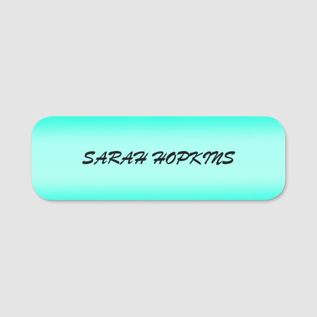 Modern Simple green Turquoise Gradient Colour Name Tag (Front)