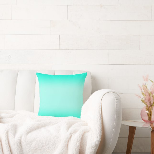 Modern Simple green Turquoise Gradient Colour Throw Pillow (Couch)