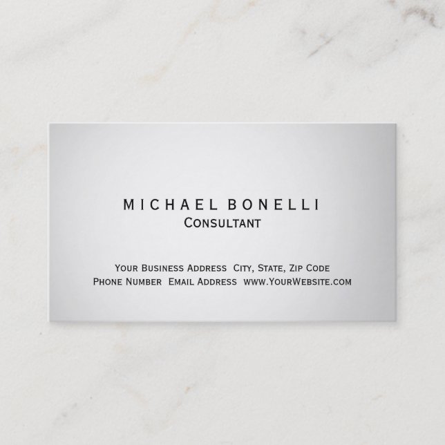 Modern Simple Grey Consultant Business Card (Front)