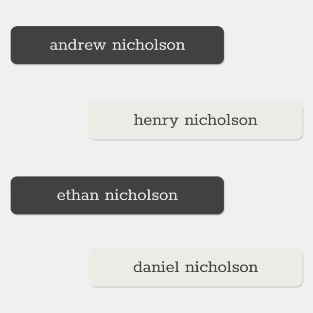 Modern Simple Grey Neutral Waterproof Name Labels (Group)