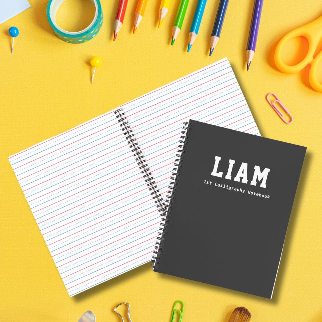 Modern Simple Grey Personalized Kids Calligraphy Notebook (Creator Uploaded)