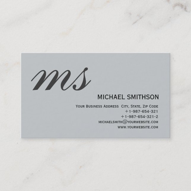 Modern Simple Grey Plain Design Business Card (Front)