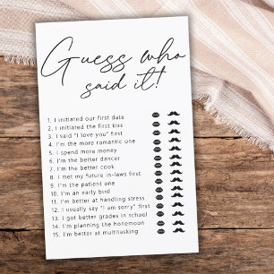 Modern Simple Guess Who Said It Bridal Game