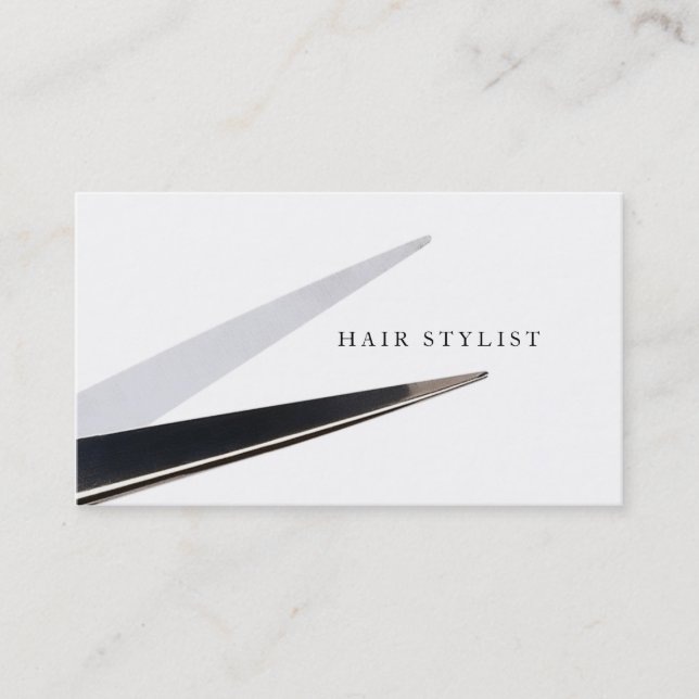 modern simple hair stylist hairstylist shears business card (Front)