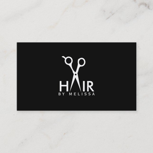modern simple hairstylist hair stylist salon shear business card (Front)