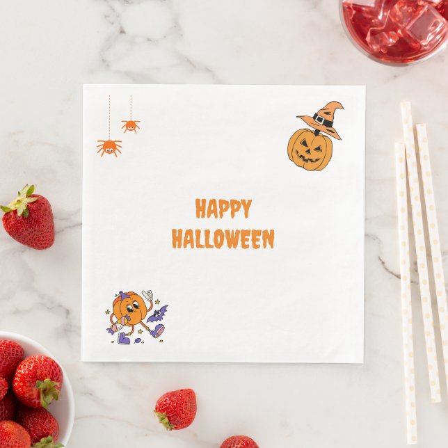 Modern Simple Halloween Pumpkin  Napkin (Insitu)