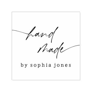 Modern Simple Handmade Script Black White  Self-inking Stamp