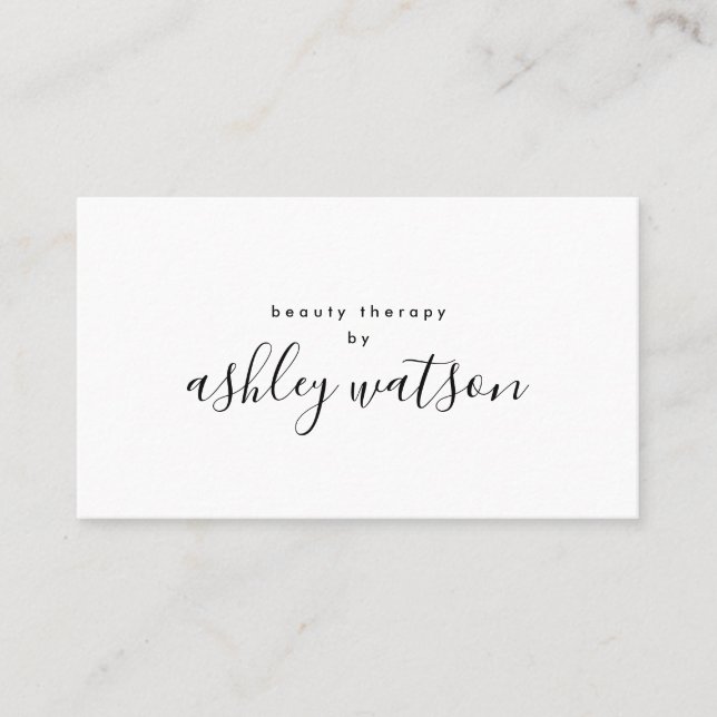 Modern Simple Handwritten Calligraphy Plain White Business Card (Front)