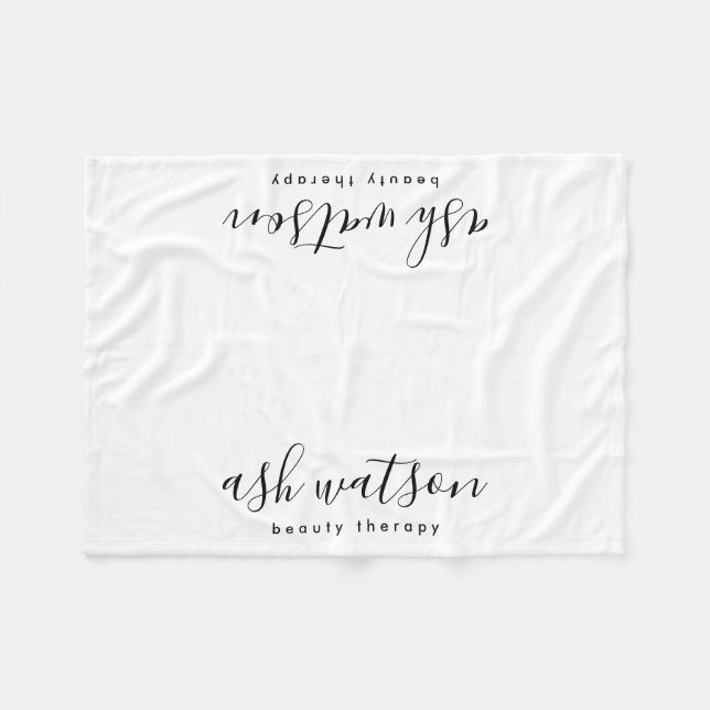 Modern Simple Handwritten Calligraphy Plain White Fleece Blanket (Front (Horizontal))