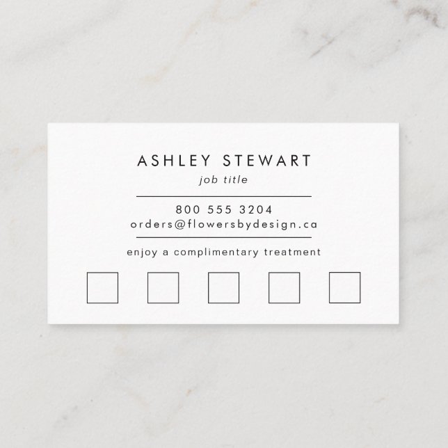 Modern Simple Handwritten Calligraphy Plain White Loyalty Card (Back)